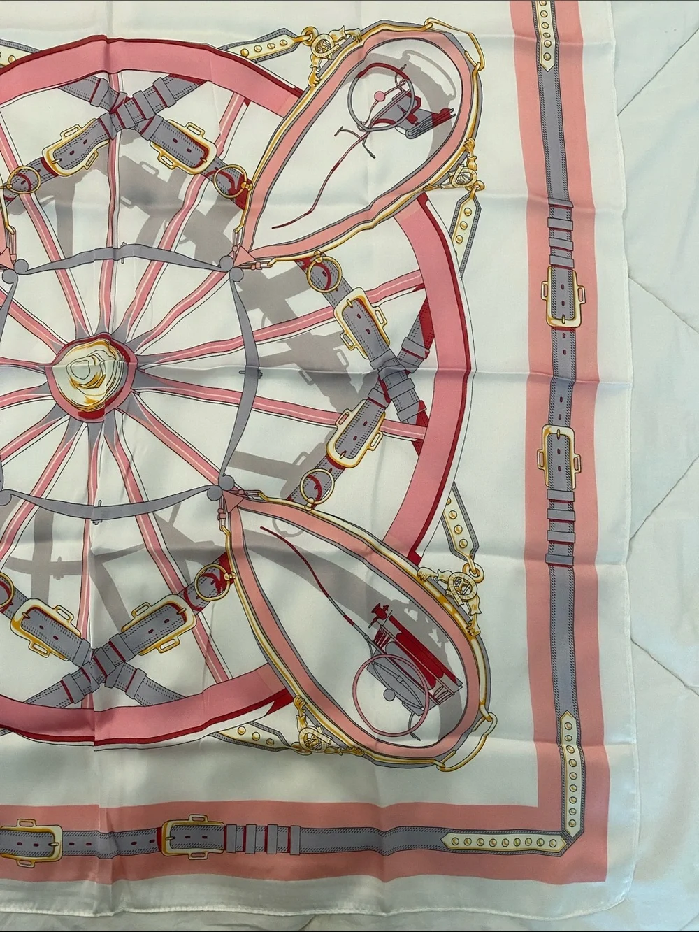 8 Other Reasons Silk -Feel Pink & White Printed Scarf - Designer Style NWT
